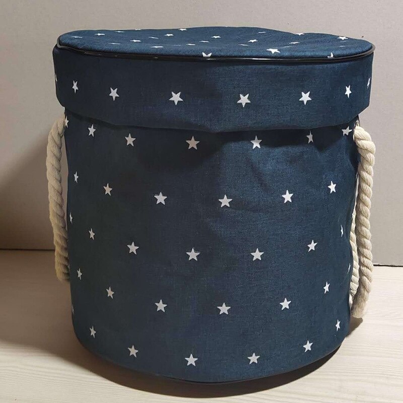 Draagbare Kids Speelgoed Schoon-Up Opslag Container Snel Organizer Multifunctionele Praktische Versized Emmer Blokken Spelen Mat Tas: star  navy