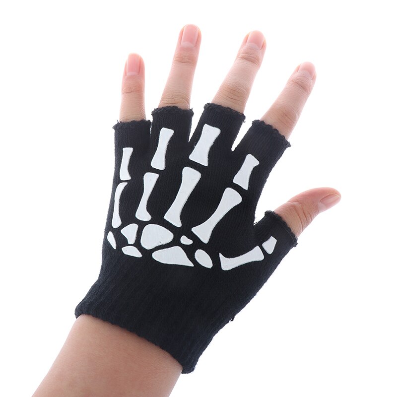 Drenge cool fluorescerende skelet handsker børn vanter kraniet handsker cool vinter sort strikning lysende handsker
