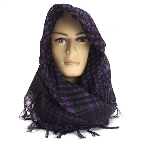 Unisex sjaal lichtgewicht geruit kwastje arabische woestijn shemagh keffiyeh sjaal wikkel pashmina geruit patroon groot warm keeper herfst: Paars 