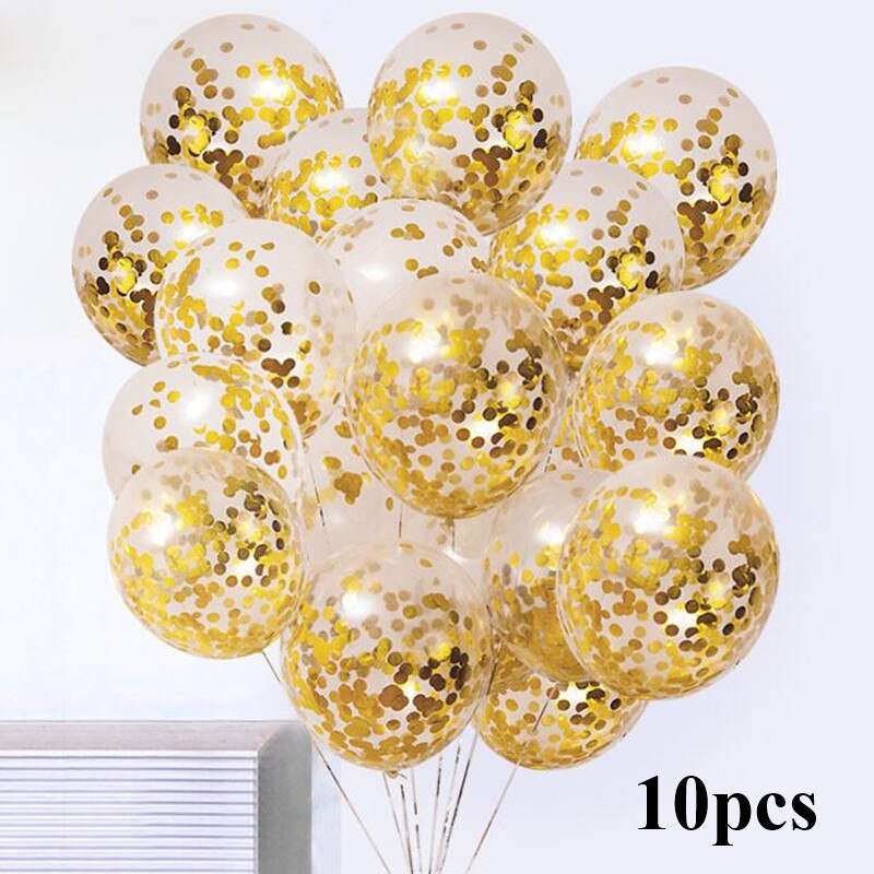 10pcs/lot Clear Balloons Gold Star Foil Confetti Transparent Balloons Happy Birthday Baby Shower Wedding Party Decorations: gold
