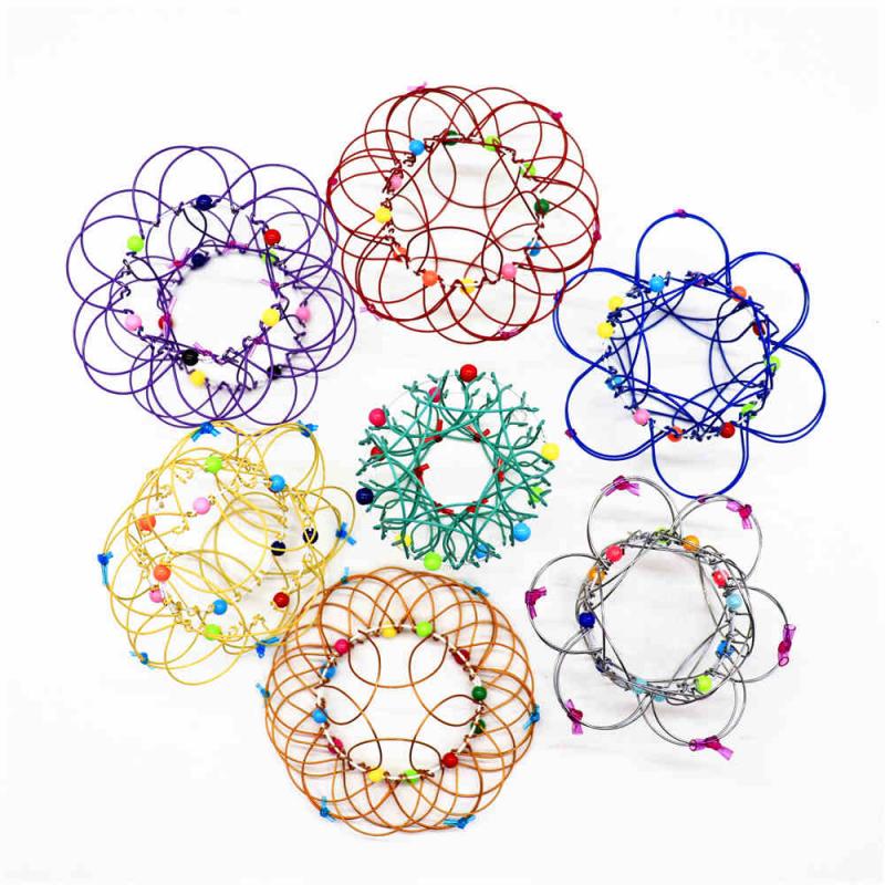 Magical Decompressie Verscheidenheid Bloemenmand Zacht Stalen Ring Ornament Mandala Bloem Mand Speelgoed Met Verwisselbare Bloem Kids Speelgoed