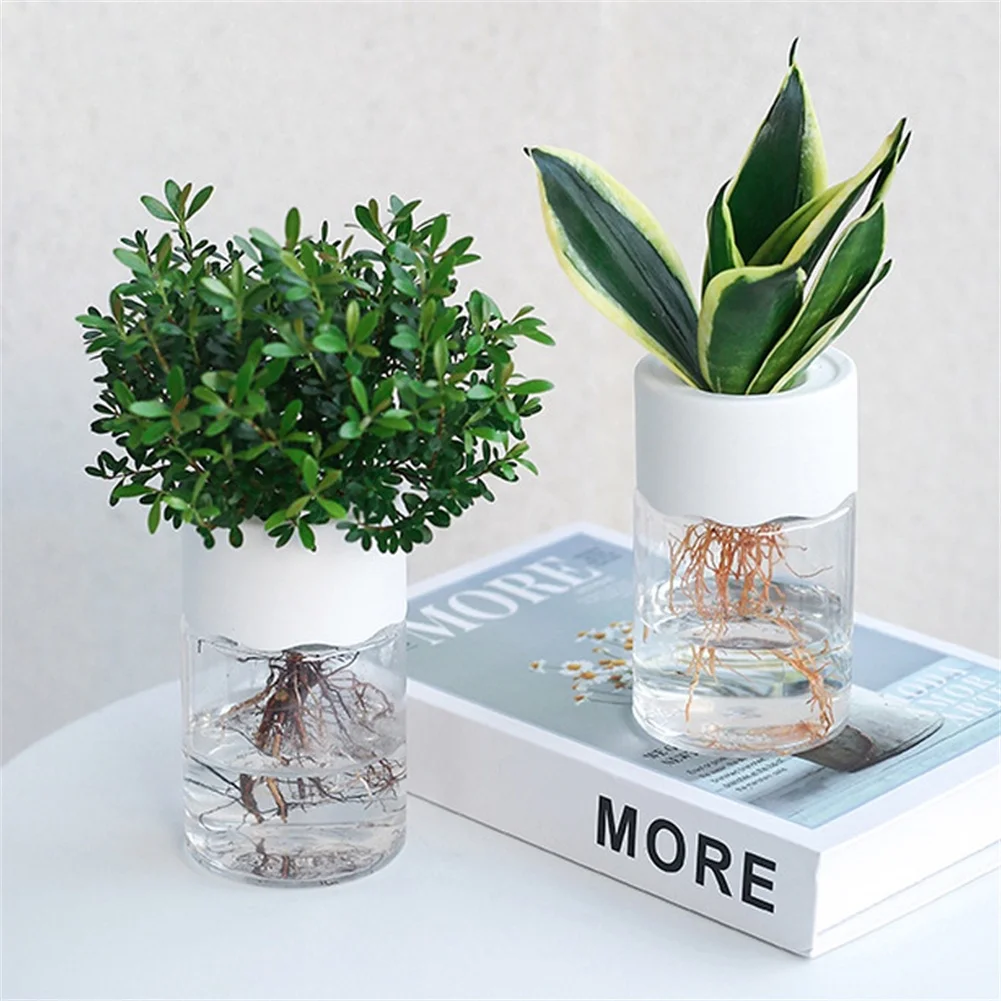 Hydrokultur Blumentöpfe Transparente Pflanzvase Kunststoff Topf für Pflanzen Stilvoller Behälter Pflanzgefäße Home Desk Decor Blumentopf