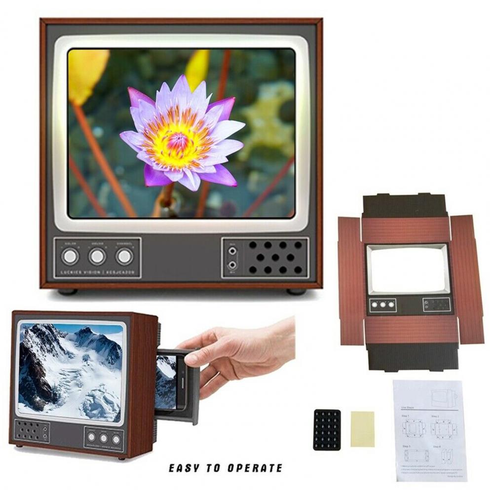 Mobile Phone Screen Magnifier Phone Projector Video Amplifier Folding Enlarged Expander DIY Retro cardboard TV set Gags toy