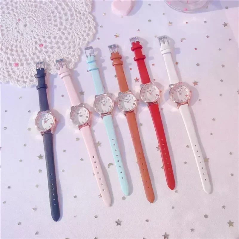 2025 Kinder Liebe Digitale Zifferblatt Kinder Set Uhr Lederband Quarz Uhren Kind Mädchen Uhr kinder Uhr + armband