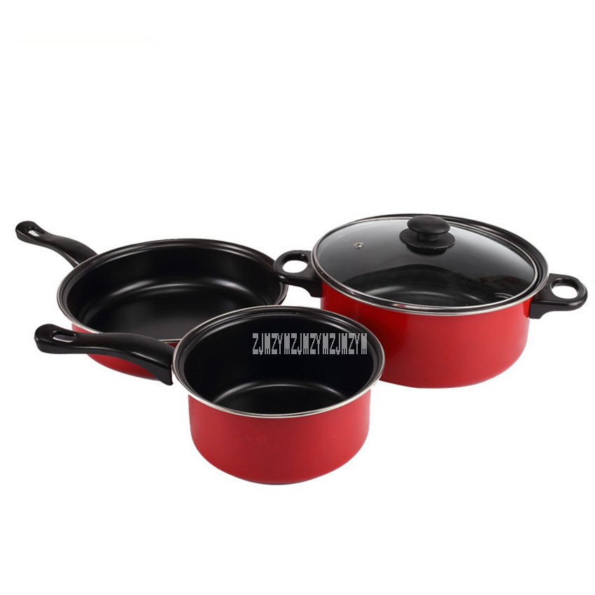 Three-piece Pot Set Soup Pot Colorful Non-stick Cookware Sets Promotional Activities With One Pot Cover