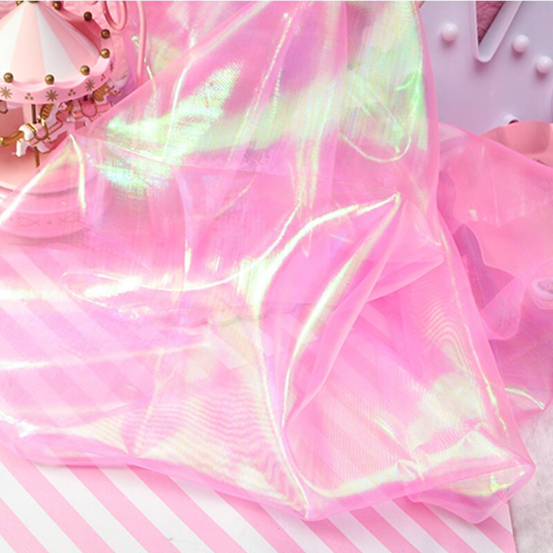Tissu Tulle Organza irisé 100x150CM | Arrière-plan bricolage pour thème sirène licorne, nappe de mariage, décor de fête