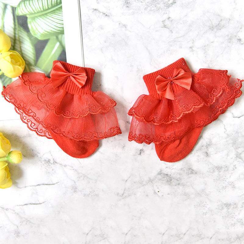 10 paires/lot coton bébé fille princesse dentelle volants chaussettes enfants cheville chaussettes pour robe de Ballet