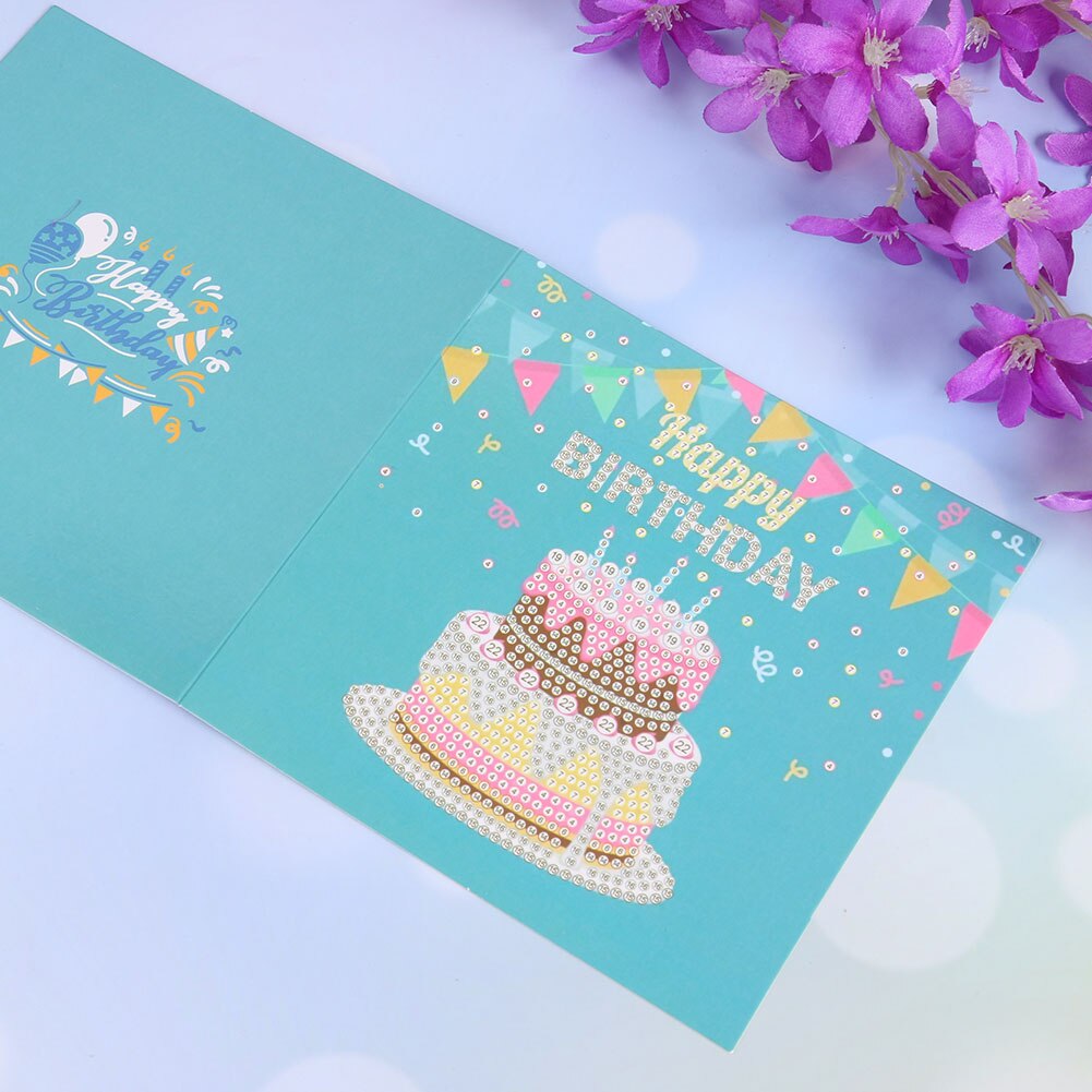 Diamond Painting Cards Happy Birthday Cards 5D DIY Special Diamond Painting Card Postcards Birthday Xmas for Girls