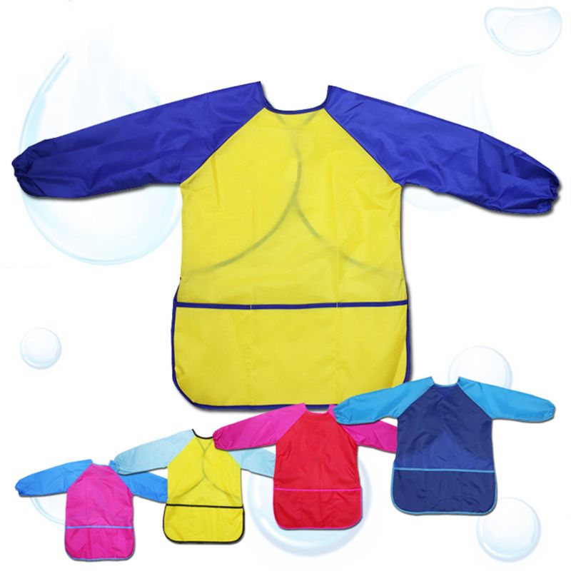 Kids Waterproof Long Sleeve Art Craft Drawing Painting Smock Apron Children