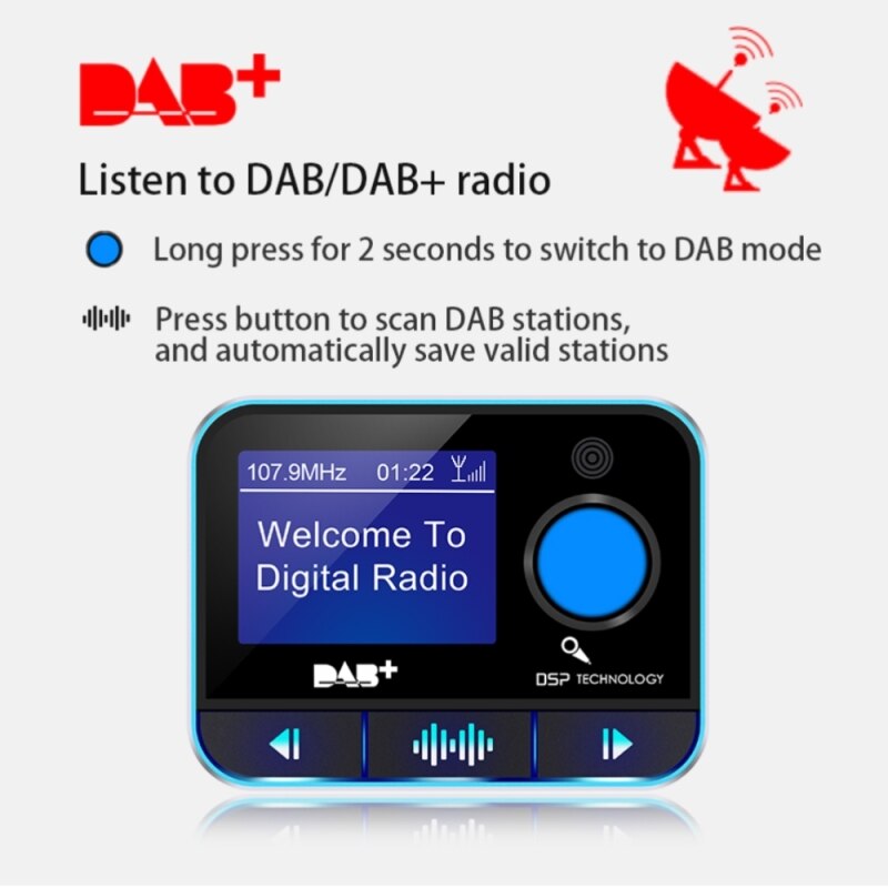DAB008 Auto Fm-zender Dab Digitale Radio Bluetooth MP3 Speler Fm-zender