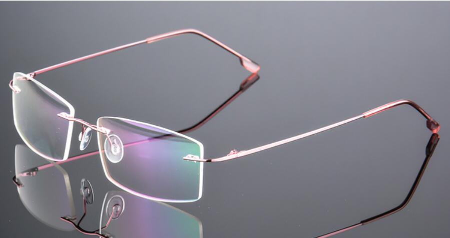 Titanium Alloy Rimless Anti Blue light Glasses Frame Male Female Goggles Ultra-light Radiation-resistant Computer Gaming Eyewear: Pink