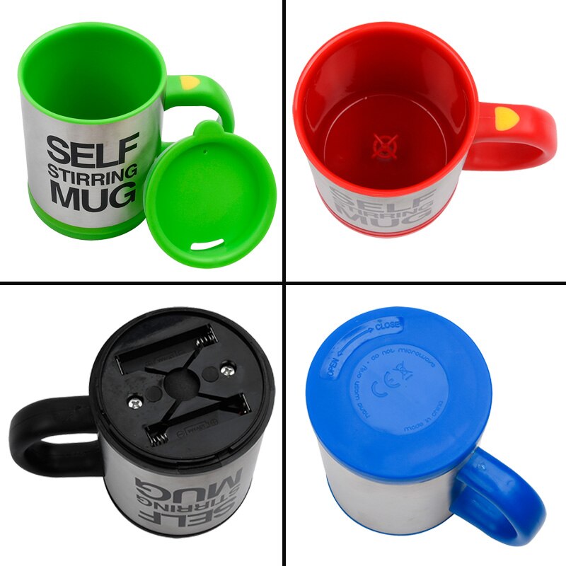 400ml kaffemuggar automatisk självrörande mugg rostfritt stål mjölk te mix kopp elektrisk lat dubbelisolerad smart mugg kopp