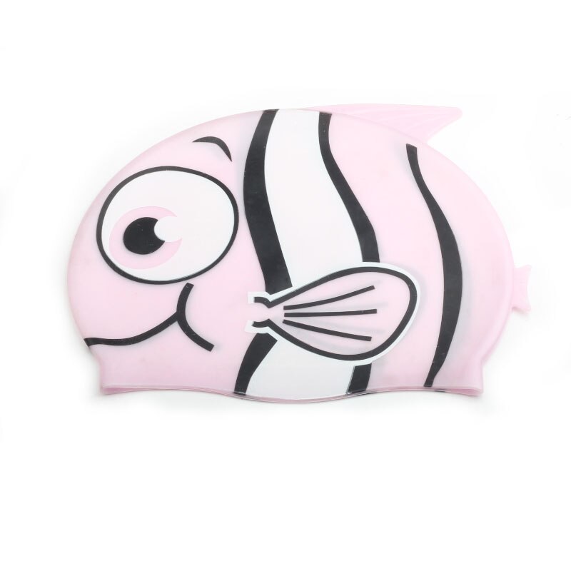Casquette de piscine pour enfants, étanche, élastique, en Silicone, protection des oreilles, garçons et filles, chapeau de plongée, dessin animé, poisson Tropical: Pink