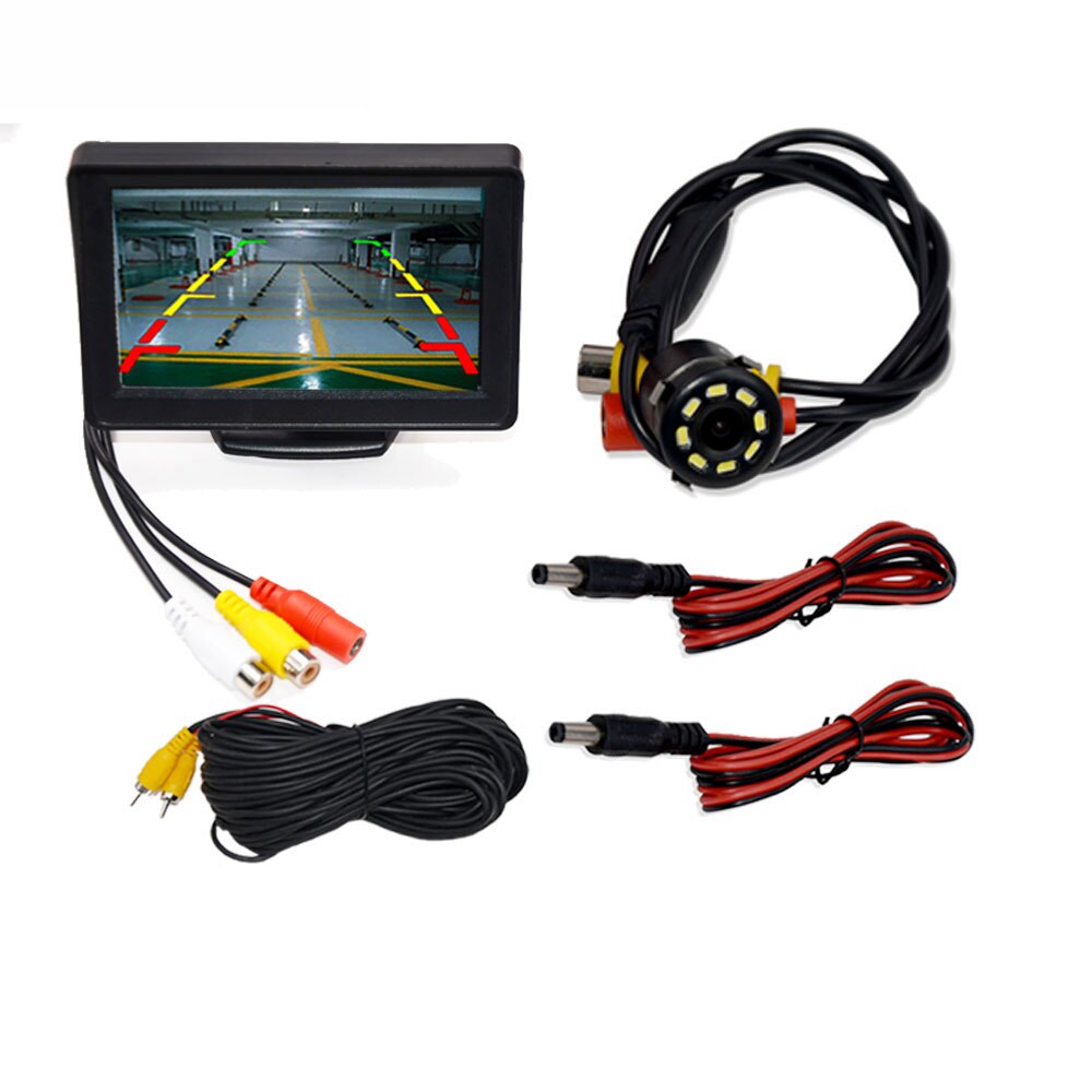 BYNCG 4,3 &quot;Auto Rückspiegel Monitor Auto Parkplatz System + LED Nachtsicht Sicherung umkehren Kamera CCD Auto Hinten Aussicht Kamera: Lila