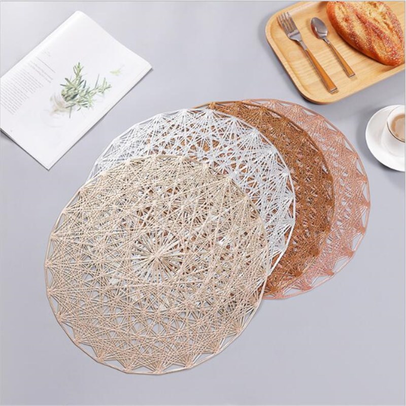 Runde Hohl PVC Tischset Bronzing Wasserdicht Esstisch matt Hotel Restaurant Westlichen Steak Pad Isolierung Pads Küche Dekor