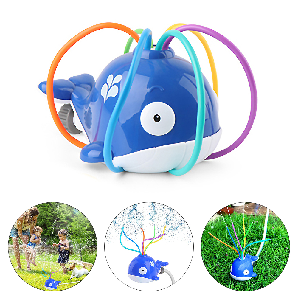 Kids Outdoor Summer Fun Game Party Toy Whale Sprinkler Cartoon Outdoor Spinning Sprinkler Toy Lawn Backyard Water Play Sprinkler