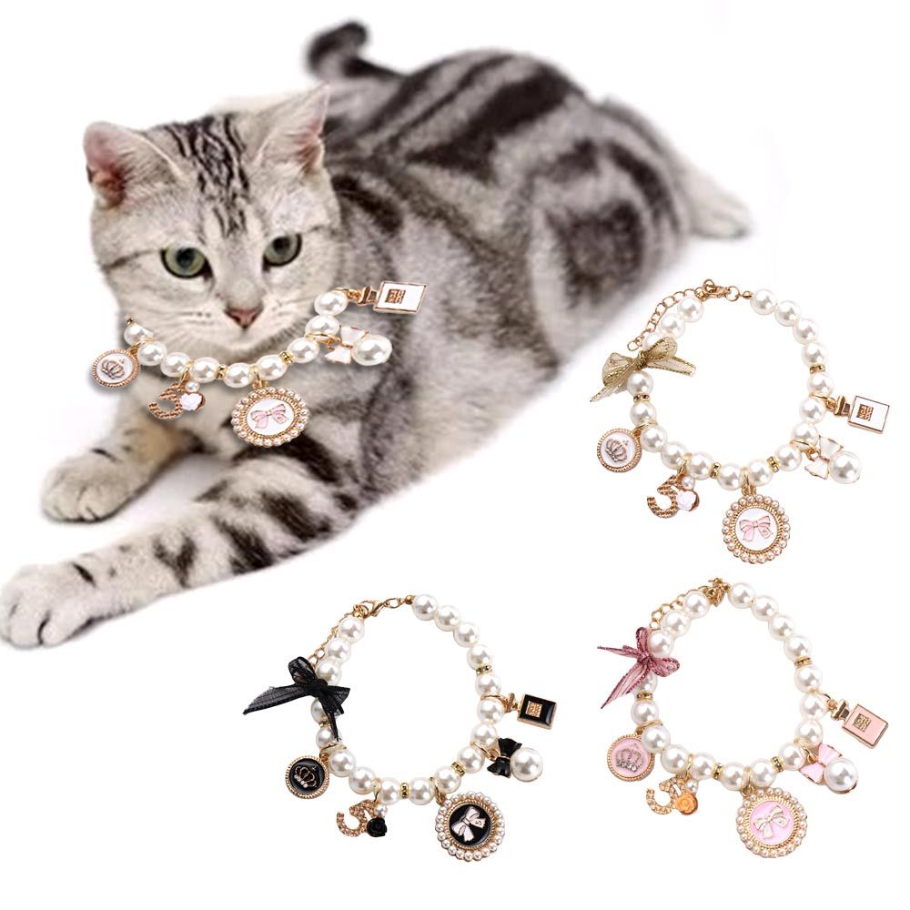 Collier de perles pour animaux de compagnie, collier avec nœud de princesse pour chien, bijoux pour chat, accessoires mignons pour chiot, chaîne pour Chihuahua, bijoux de mariage