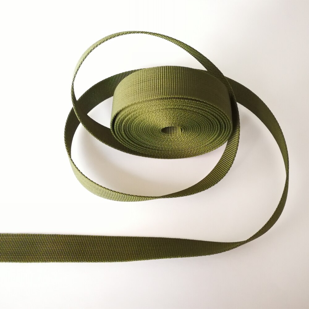 5 meter 2.5cm(1 tum) brett olivgrönt nylonband med flätad ryggsäcksrem