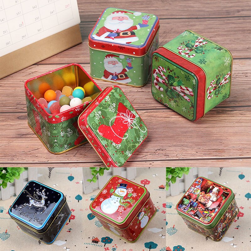 Vierkante Bump Snoep Opbergdoos Ijzeren Doos Kerst Snoep Blikjes Kinderen Kerst Candy Verpakking Dozen Party Decor