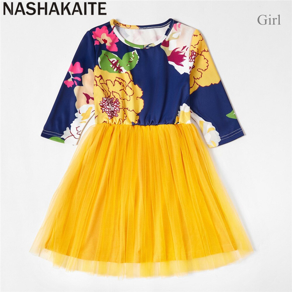 Nashakaite perhe matching vaatteet syksy naiset hip mekko tyttö prinsessa mekko äiti tytär mekot äiti ja minä vaatteet