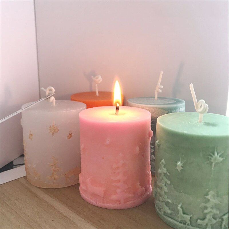 cylinder miękka świeca silikonowa formy tłoczone choinki łoś Jeleń wzór w renifery glina dekorowanie formy robić narzędzi gipsowych