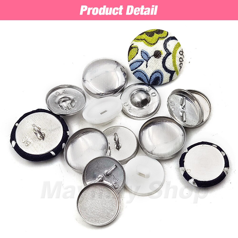 100 sets # 16-60 bedekte knop stoffen knoppen ronde broodvorm stoffen doek cover knoppen voor doe-het-zelf handgemaakte stoffen accessoires