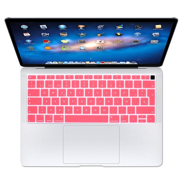 Spaans Eu Teclado Keyboard Protector Cover Beschermende Huid Voor Apple Macbook Air 13 13.3 Inch A1932 Touch id: Pink