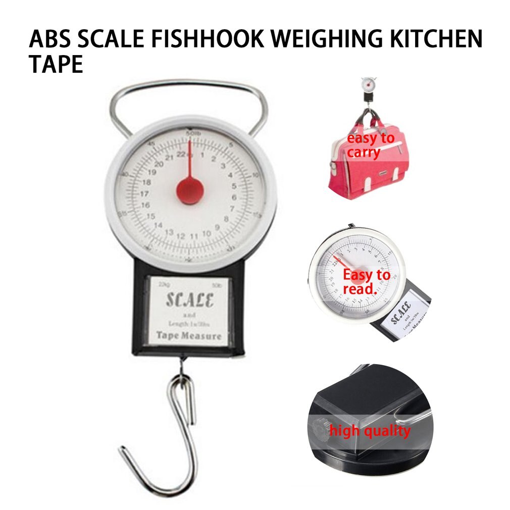 22kg Portable Hanging Scale Balance Fish Hook Said Weighing Balance Kitchen With Measuring Tape Measure Fishing Scales