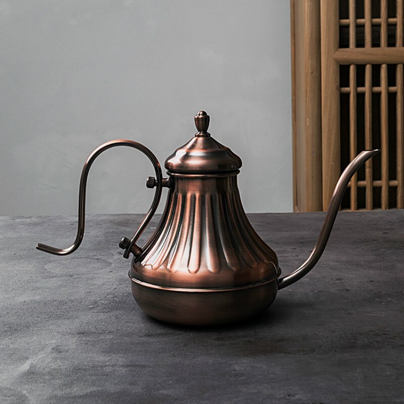 Royal Fine Mouth Gooseneck Coffee Pot Long Spout Pour Over Drip Coffee Kettle Bronze 304 Stainless Steel DIY Coffe Maker Teapot