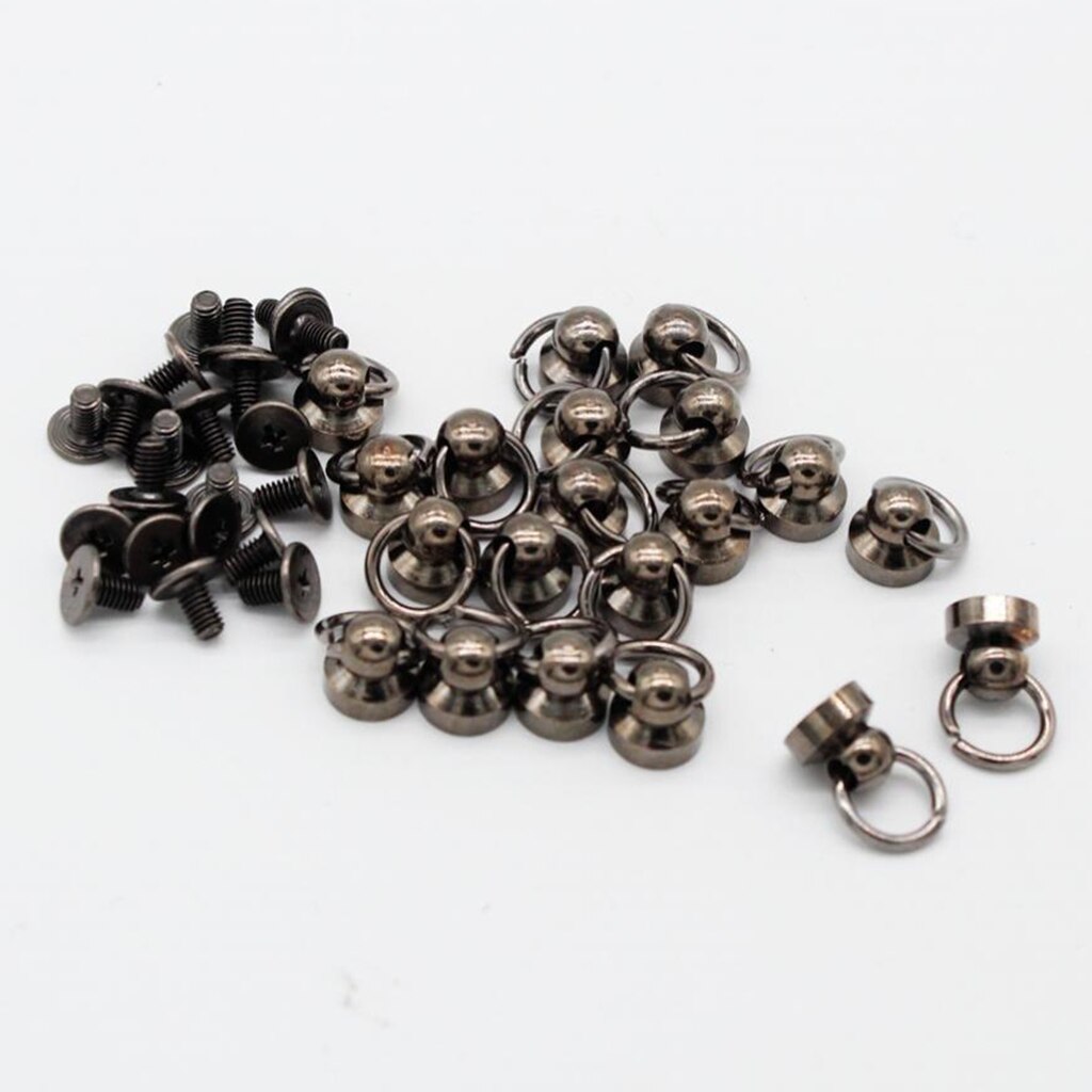 20pcs Brass Rivet Studs Screw Back Round Head O Ring Leather Craft Punk SpotS