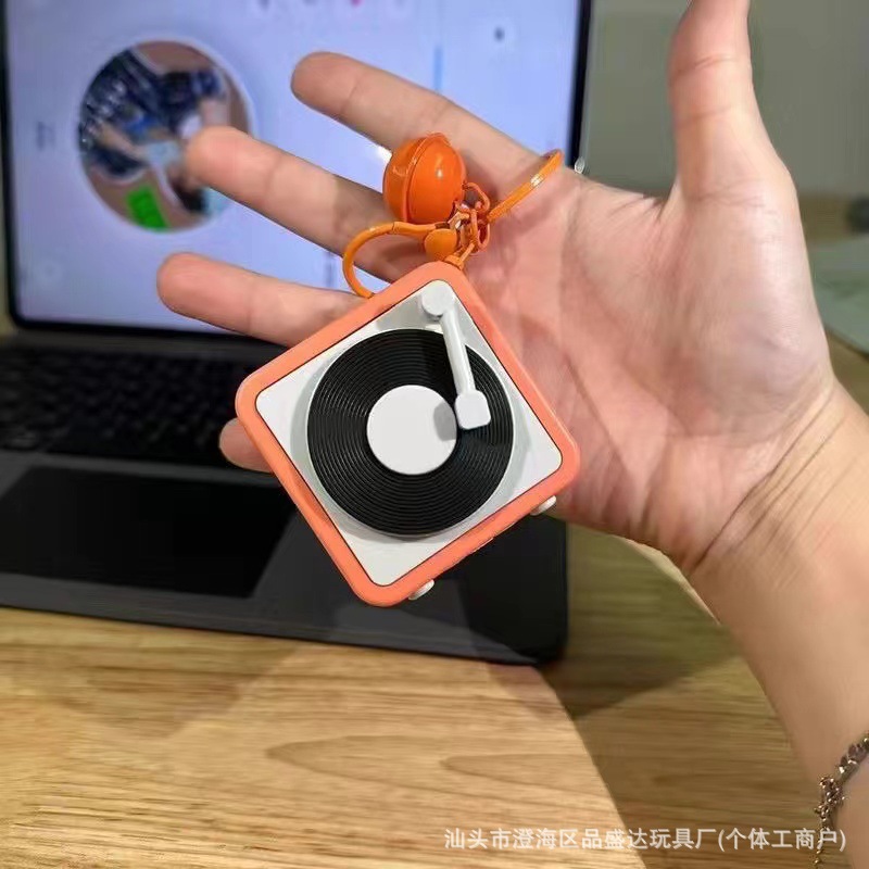 Portable Mini Christmas Retro Tape Recorder Keychain Music Playing Fun Decorative Item Compact Size Plastic Material: transparent