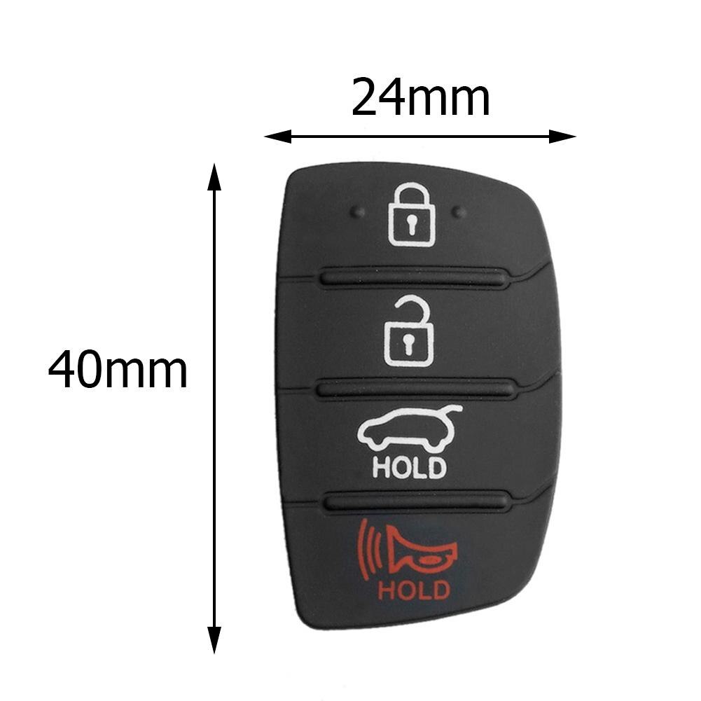 4 knapper flip-foldbar fjernbetjening til bilnøglehus, silikoneunderlag til hyundai kia black
