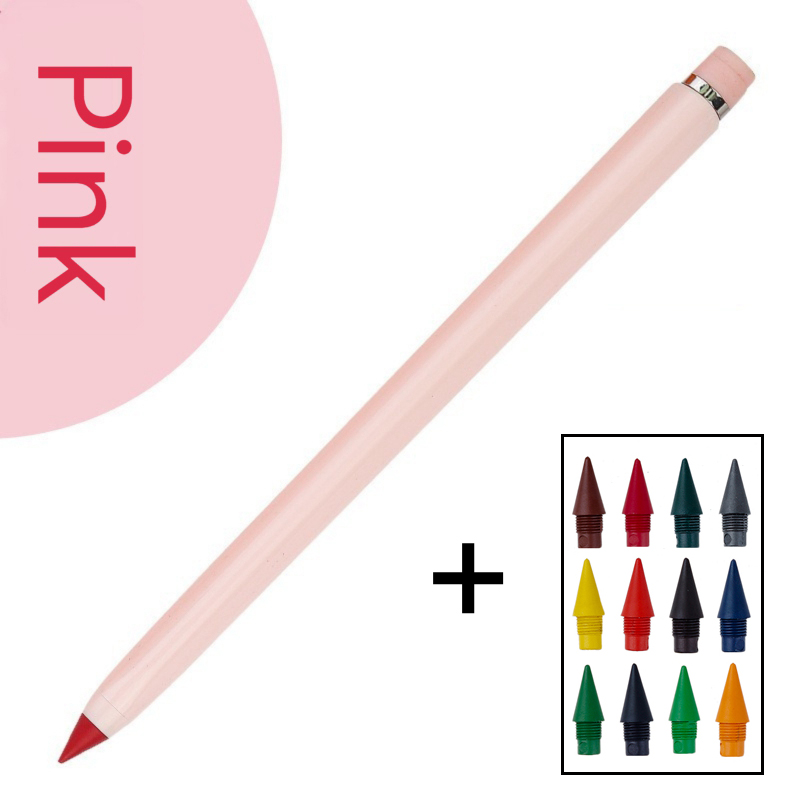 24/13pcs Unlimited Writing Color Pencil With refill set No Ink Novelty Eternal Pencils Pen Art Color Painting School Supplies: green