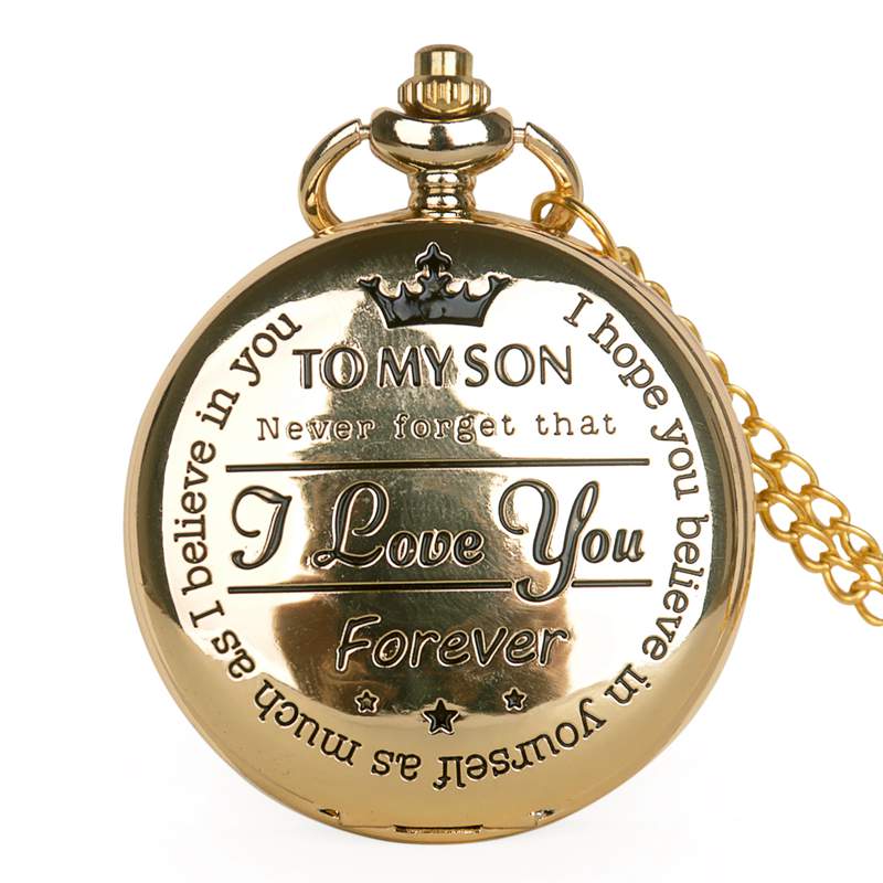 Creativity Lettering TO MY SON Pocket Watch Souvenir I LOVE YOU Quartz Pocket Watch Best For Son CF1274
