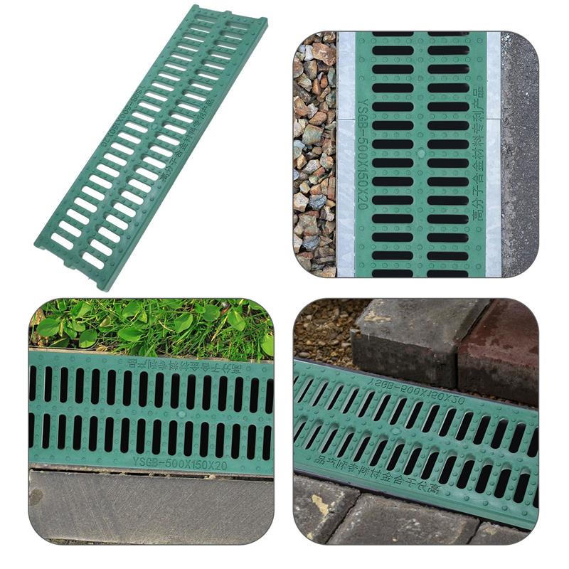 Outdoor Sewer Drain Grate Drainage Grate Plastic Sewer Rainwater Well Rectangular Sewer Cover Channel Grid Grate Green