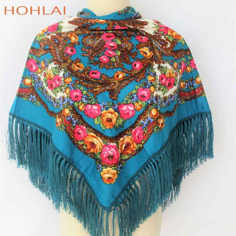 ¡Novedad de ! Bufandas cuadradas cálidas de para mujer, chales de niña estampados con borlas para invierno y otoño, bufanda de Manta: Hole blue