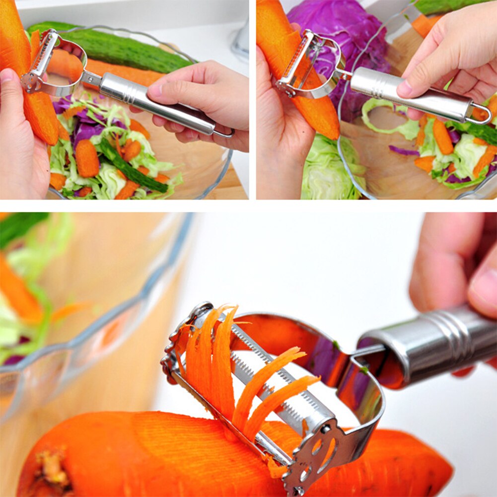 Stainless Steel Julienne Peeler Potato Cucumber Carrot Shredder Vegetable Fruit Peeler Grater Kitchen Multi-function Peeler