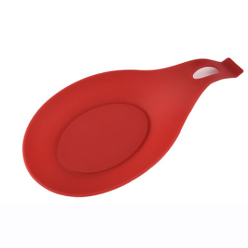 Mad silikone køkkenudstyr silikone ske pad høj temperatur resistente ske pad suppe ske pad ske holder værktøj ske hvile: Rød