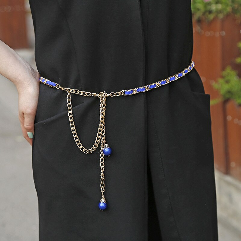 Dame strikket metal kæde bælte klassisk talje kæde mavedans talje luksus mærke