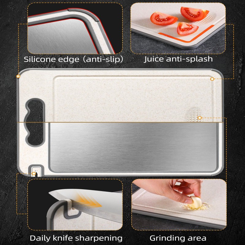 Titanium Cutting Board Double Sided for Kitchen, Stainless Steel Cutting Board, Stainless Steel Food Grade Cutting Board