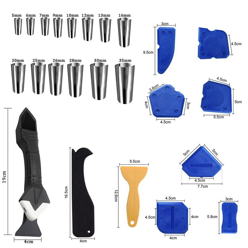 1Set Silicone Sealant Spreader Spatula Scraper Door Caulk Tool Kit Silicone Sealant Tool Window Caulking Finishing Sealant Grout