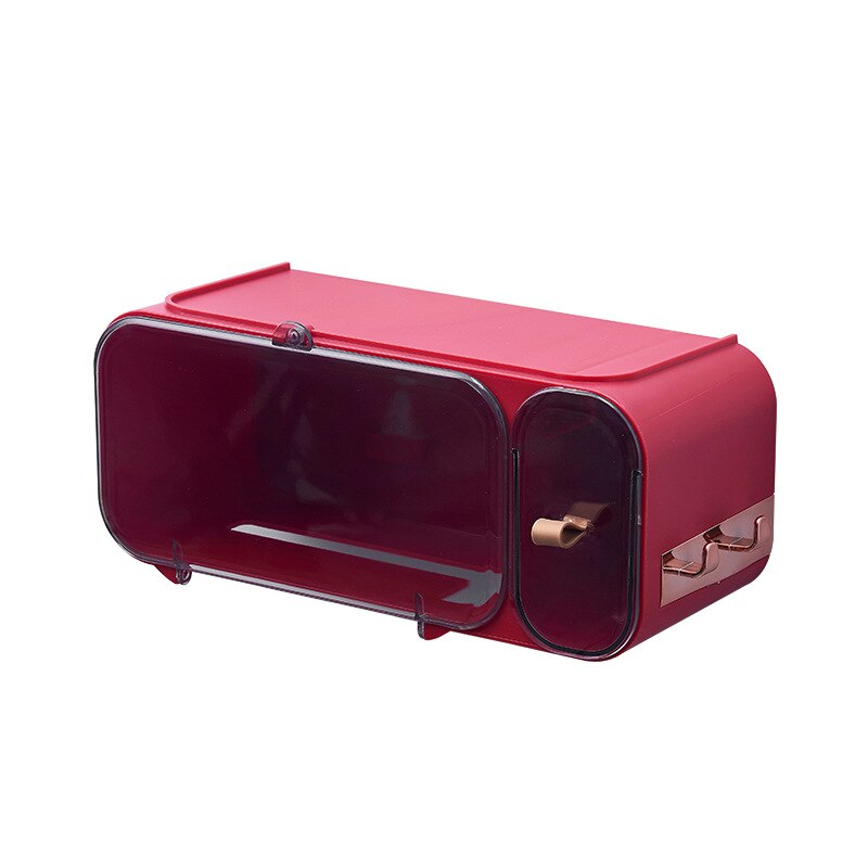 Portable Toilet Paper Holder Waterproof Bathroom Toilet Paper Holder Wall-mounted Tissue Box Organizer Bathroom Accessories: Burgund