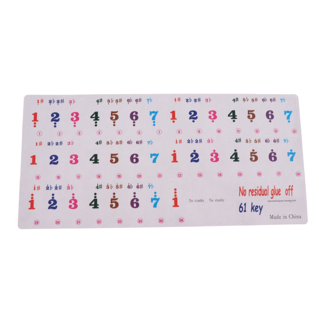 61 Key Piano Sticker Decal Elektronische Keyboard Decal Voor Piano Practicers 9.25x4.41inch