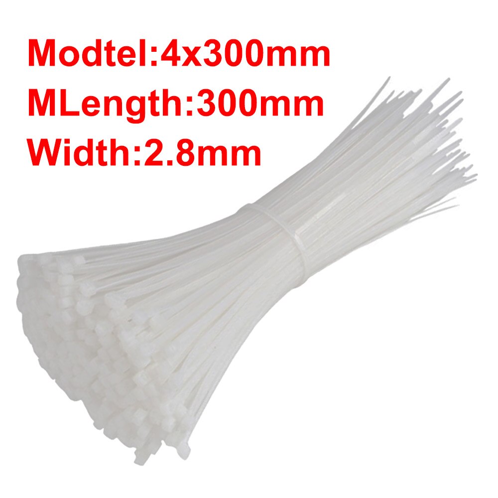 100Stck selbst-Verriegelung Kunststoff Nylon Kabelbinder Weiß Garten Industrielle Verschiedene Befestigungs Ring Anlage Befestigen Veranstalter Kabel Postleitzahl krawatte: J-100Stck