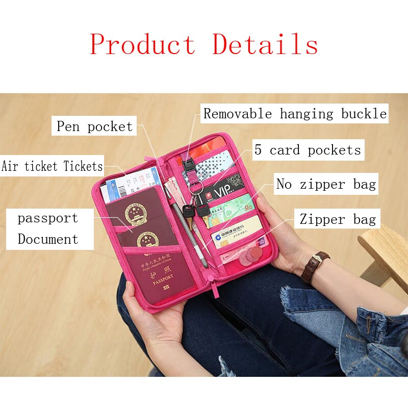 Funda de pasaporte de negocios impermeable para hombre y mujer, bolsa organizadora de documentos de viaje, tarjetero de mano, billetera