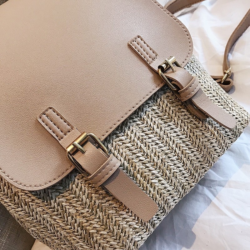 Arsmundi Mode Stro Geweven Rugzak Vrouwen Back Pack Zomer Tiener Meisje Rugzakken Reistassen Meisjes Mini Rugzak