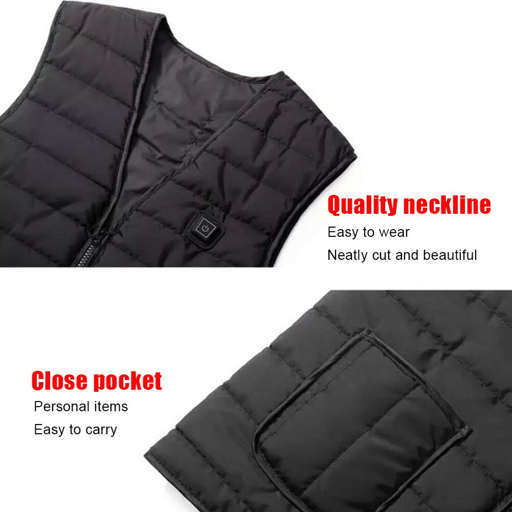 Verwarmd vest - Verwarmde lichaamswarmer voor heren/dames Verwarmde bodywarmer, 3 temperatuurniveaus Elektrisch verwarmde jas, oplaadbare donsjassen met verwarming Wasbaar verwarmd vest voor buiten Ja