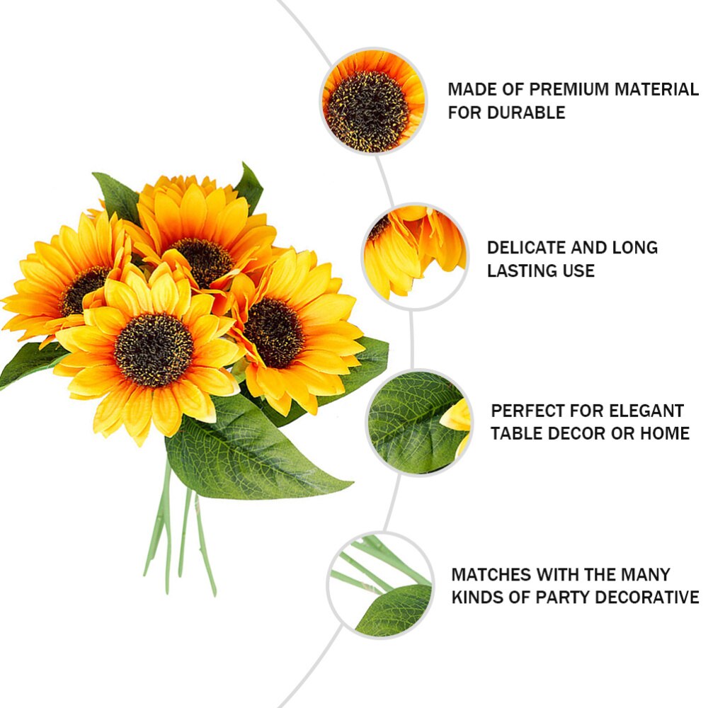 1 Bos Bruidsboeket Mooie Elegante Exquisite Kunstmatige Boeket Voor Wedding Zonnebloem Boeket Bruiloft Bruids Boeket