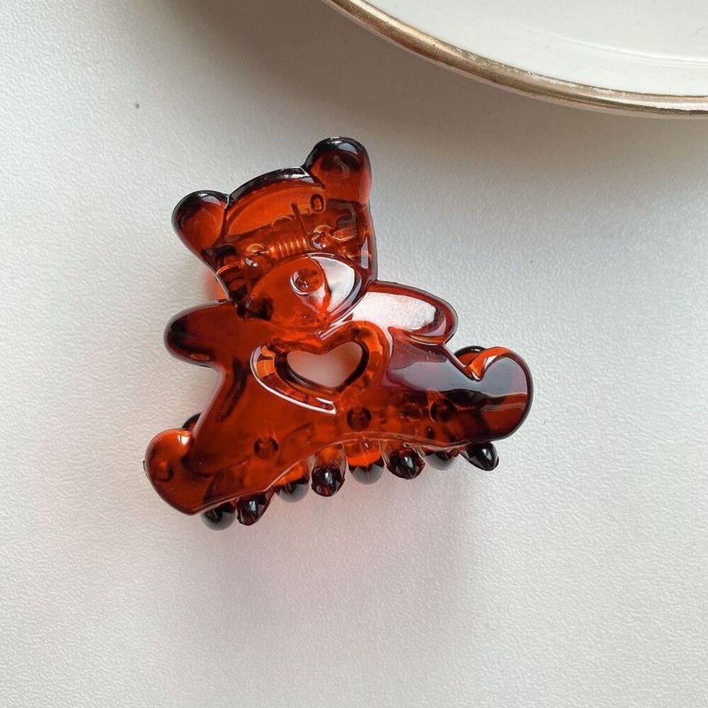 2Pc Koreaanse Kawaii Beer Haar Clip Klauw Klem Voor Vrouwen Meisjes Kids Haarspeld Krab Hoofdband Haar Washface Accessoires hoofddeksels: 2PCbrown