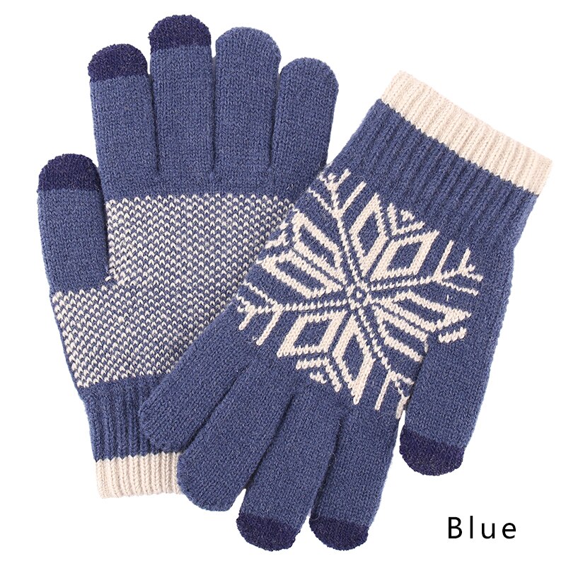 Iwarm Touch Screen Gloves Women's and Men's Knitted Gloves Autumn Winter Warm Thick Gloves: Blue / M